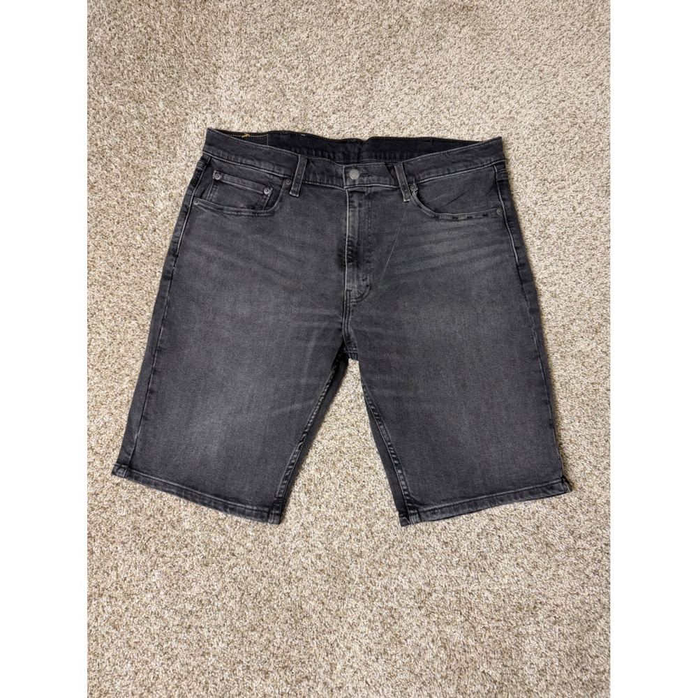 Levi's 412 Slim Fit Denim Shorts Mens 38 Faded Black Grey Jean Shorts